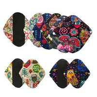 fublousRR5 Menstrual Pad/Storage Bag, Reusable Bamboo Charcoal Floral Cloth Menstrual Panty Liner Sanitary Pad Towel Random Style L