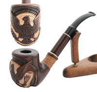 "American Eagle VI" pear tree wood hand made wooden tobacco smoking pipes pipe + Pouch