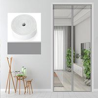Nclon Magnetic screen door With heavy duty,Full frame Mosquito patio screens For insect Automatic closing Velcro french-gray 90x220cm(35x87inch)