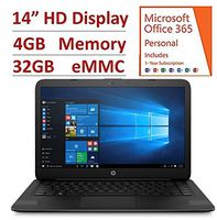 HP Stream 14 Inch Laptop (2018 New), Intel Celeron N3060 Processor, 4GB RAM, 32GB eMMC Storage, Office 365 Personal 1-year included, Windows 10 Home, Jet Black