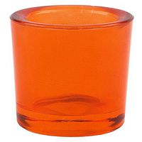 Bluecorn Beeswax Heavy Glass Votive and Tea Light Candle Holders (12, Orange)
