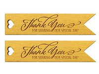 Summer-Ray 50 Gold Wooden Pennant Flag Thank You for Sharing Our Special Day Engraved Favor Tags Wedding Baby Shower Bridal Shower