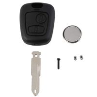 2 Buttons Remote Key Fob Case Shell Blade Cell Battery for Peugeot 206 Key(Black)