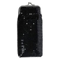 CTM Women's Mesh Cigarette Case with Lighter Pocket and Kiss Lock Closure, Black
