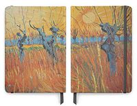 Van Gogh Art - PU (Vegan) Leather A5 Notebook - Lined Pages -Willows with Setting Sun