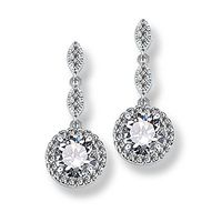Goober Liu 3 Section Circle Modeling Fashion Crystal Earrings,Zircon-Gemstone Eardrop, 1 Pair (White)