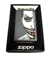 Zippo Custom Lighter - Half Scary Painted Clown Face - Regular Black Matte