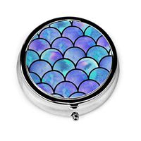 LTtie Pill Box, Watercolor Rainbow Mermaid Scale Pill Case Portable Pills Box Medicine Container Earplug Case for Purse