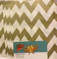 Chevron Stripe GOLD Food Treat & Favor Paper Bags 12Pk 5 x 7 -Twilight Parties-