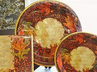 Serves 18! Thanksgiving Happy Harvest Sturdy PAPER Plates & Napkin Set, 72 Pc...