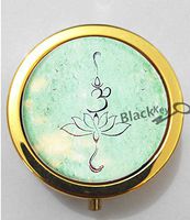 BlackKey Om Symbol Lotus Flower Yoga 3-Compartment Decorative Pocket Gift Box Case Organizer for Pill, Color 2 -143