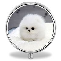 IMLONE Pill Organizer, Customized Cute Pomeranian Pill Boxes with 3 Components for Purse