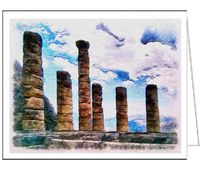 Temple of Apollo at Delphi, Greece - Set of 6 Blank Notecards by Doggylips