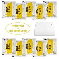 LLDWORK 10Pack Bread Yeast Active Dry Yeast High Glucose Tolerance Baking Yeast with Dough Cutter for Kitchen Baking, 5g/Pack, 540 Days Quality Period
