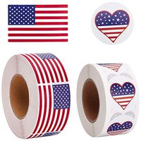 Udefineit 1000PCS US Flag Stickers, Rectangle & Heart American Flag Labels, United States USA National Flag Vinyl Decal Sticker, Patriotic USA Stickers for Election Vote Parade Speech Business Fairs