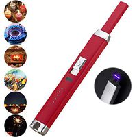 Electric Pulsed Arc Lighter for BBQ Candle Fireplace Windproof Safe Kitchen Rechargeable USB Lighters (Red)