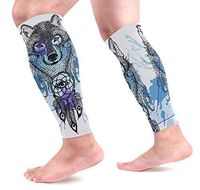 LEVEIS Aztec Totem Tribal Wolf Feather Boho Calf Compression Sleeves 1 Pair, Leg Performance Support for Shin Splint Calf Pain Relief Men & Women Guards Sleeves for Running Cycling