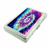Tie Dye Em1 Hip Silver Cigarette Case With Built In Lighter 4.75" X 2.75" Id Holder Metal Wallet RFID Protection
