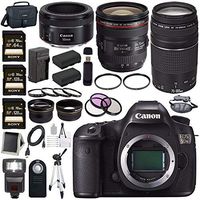 Canon EOS 5DS 5D S DSLR Camera + EF 24-70mm f/4L IS USM Lens + Canon EF 75-300mm f/4-5.6 III Telephoto Zoom Lens + Canon EF 50mm f/1.8 STM Lens + LPE-6 Lithium Ion Battery Bundle 12