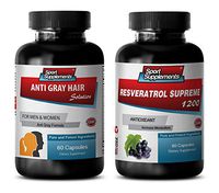 antioxidant Booster - Anti Gray Hair Solution – RESVERATROL Supreme 1200 - stinging Nettle Extract - 2 Bottles Combo (60 Capsules + 60 Capsules)