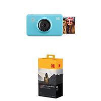 KODAK Mini Shot Wireless Instant Digital Camera & Social Media Portable Photo Printer(Blue) with Photoprinter Cartridge MC All-in-One Paper and Color Ink Cartridge Refill(50 Pack)