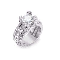 Desirepath 925 Sterling Silver Ring, Cubic Zirconia CZ Diamond Elegant Eternity Engagement Wedding Band Ring