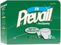 MCK76203100 - Adult Incontinent Brief Prevail Tab Closure 2X-Large Disposable Heavy Absorbency