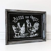 18" X 14" X 2.5" Wood Tray (Bless Our Nest) Black/White/Gray – 15202