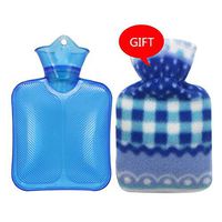 Classic PVC Hot Cold Water Bottle Bag with Cover Winter Back Neck Hand Warmer Bag Hot Water Relaxing Heat Cold Heating Bag Small Medium Large 3 Sizes (Color : Blue, Size : 250ml)