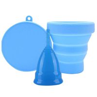 Yunhigh 2pcs Collapsible Silicone Foldable Sterilizing Cup for Feminine Softcups Menstrual Cups Storing and Cleaning Your Heavy Cup Foldable Travel Cup for Outdoors Camping and Hiking-Eco Friendly