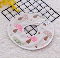 Infant Cotton Six-Layer Gauze Baby Saliva Towel Round Bib Baby Waterproof Anti-Dirty Gauze Bib A（5）