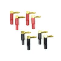 Yoohey 4mm Right Angle Screw Type Banana Plug Copper Speaker Cable Connector 8pcs