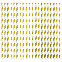 Rink Drink Biodegradable Paper Drinking Party Wedding Celebration Straws - Gold and White - Party Wedding Celebration Pack of 50