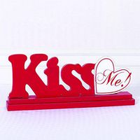 14" X 7.5" X 1" Wood Cutout (Kiss) Red/White – Model Number – 22034