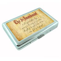 Perfection In Style Silver Cigarette Case Metal Wallet The 2nd Amendment Design D002