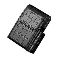 Trigle Leather Cigarette Case Flip Top Tobacco Holder Pouch Best Gift for Men Women (Black)