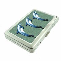 Dolphin Em1 Hip Silver Cigarette Case With Built In Lighter 4.75" X 2.75" Id Holder Metal Wallet RFID Protection