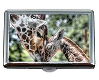 Hard Box Full Pack Cigarette Case,Bathing Animal Giraffe Stainless Steel Card Holder