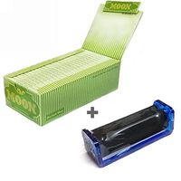 50 booklets Moon 1.0" inch Regular Size 70mm Green Hemp Cigarette Tobacco Rolling Papers 2500 Leaves Totally with Roller