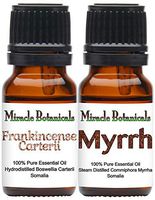 Miracle Botanicals Frankincense and Myrrh Essential Oil Set - 100% Pure Essential Oils of Frankincense Carterii and Myrrh - Therapeutic Grade - Set of 2 10ml