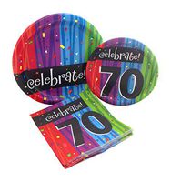 Celebrate 70 Happy Birthday Party Bundle with Paper Plates and Napkins for 8 Guests