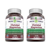 Amazing Formulas - Chelated Magnesium Dietary Supplement - 250 Milligrams - 180 Tablets (Non-GMO, Gluten Free) Promotes Muscle and Bone Health - Supports Metabolic Energy Production. * (Pack of 2)