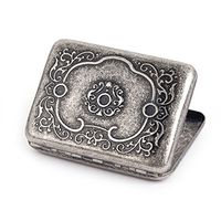 Embossed Arabesques Pure Copper Metal Cigarette Case Holds 16 Cigarettes