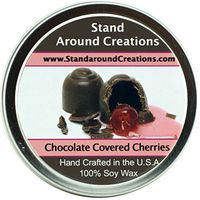 Premium 100% All Natural Soy Wax Aromatherapy Candle - 8oz Tin - Chocolate Covered Cherries: Sweet maraschino cherries smothered in milk chocolate, with a dry down of French vanilla.