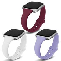 Kmasic Compatible Versa Bands 3 Pack, Narrow Slim Soft Silicone Small Replacement Wristband for Versa/Versa Lite Edition Women Men, White/Wine Red/Lavender, Large