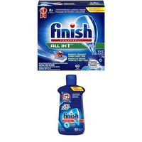 Finish Powerball Tabs Dishwasher Detergent Tablets, Fresh Scent, 60 Count & Finish Jet Dry Dishwasher Rinse Aid, 8.45 Ounce