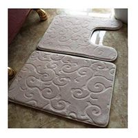 GHHZZQ Bathroom Rugs Non-Slip Absorbent Blended U-Shaped Pad Rectangle Ottomans Machine Washable Bathtub Mat, 6 Colors, 1 Specification (Color : B, Size : 44x62cm+50x60cm)