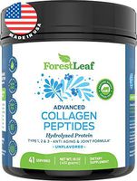 Advanced Hydrolyzed Collagen Peptides - Unflavored Protein Powder - Mixes Into Drinks and Food - Pasture Raised, Grass Fed - for Paleo and Keto; Joints and Bones - 41 Servings Collegen - by ForestLeaf