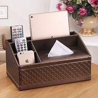 T-ZJHC Multi-Function Tissue Box Living Room Coffee Table Paper Remote Control Storage Box Creative Simple and Lovely, Brown Diamond Pattern