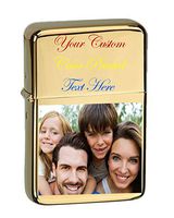 Hat Shark Personalized Custom Text on Top Image on Bottom 3D Color Printed Vector KGM Thunderbird Vintage Lighter Groomsmen, Wedding, Anniversary, Birthday, Gift - Multiple Colors (High Polish Brass)